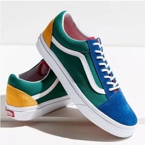 Vans Blue and Green Skate Sneakers with Suede Canvas